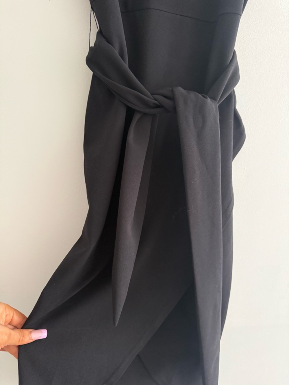 Lipsy little black midi Dress with tie waist size 6 - Picture 8 of 9